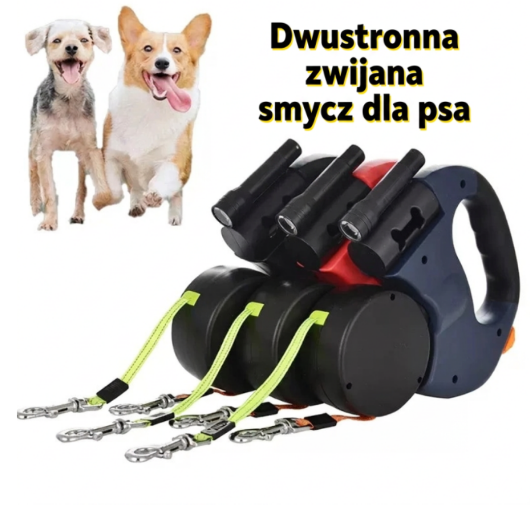 Dwugłowicowa smycz automatyczna dla psa