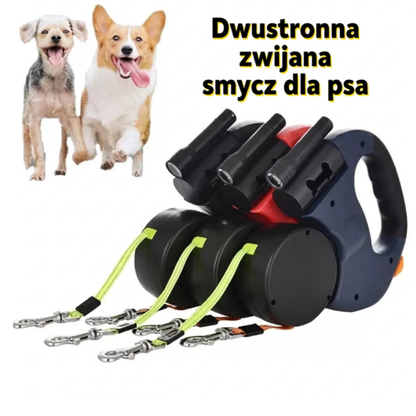 Dwugłowicowa smycz automatyczna dla psa