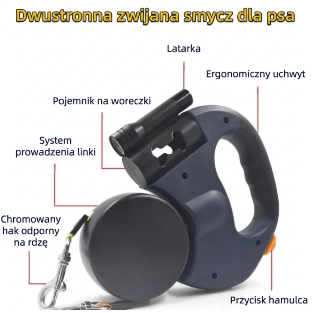 Dwugłowicowa smycz automatyczna dla psa