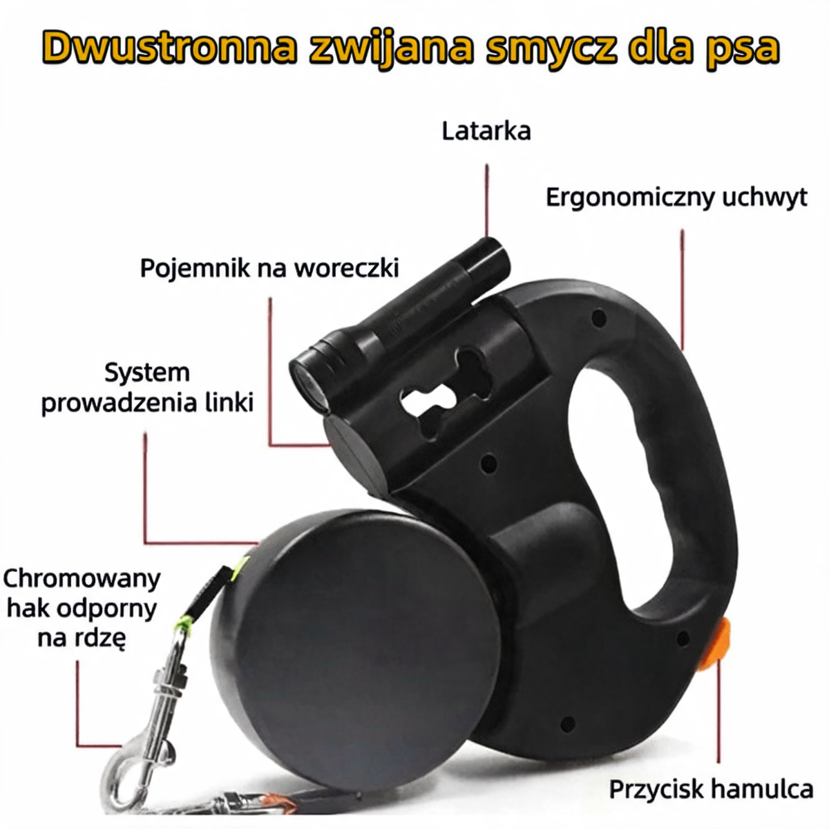 Dwugłowicowa Automatyczna Smycz Dla Psa